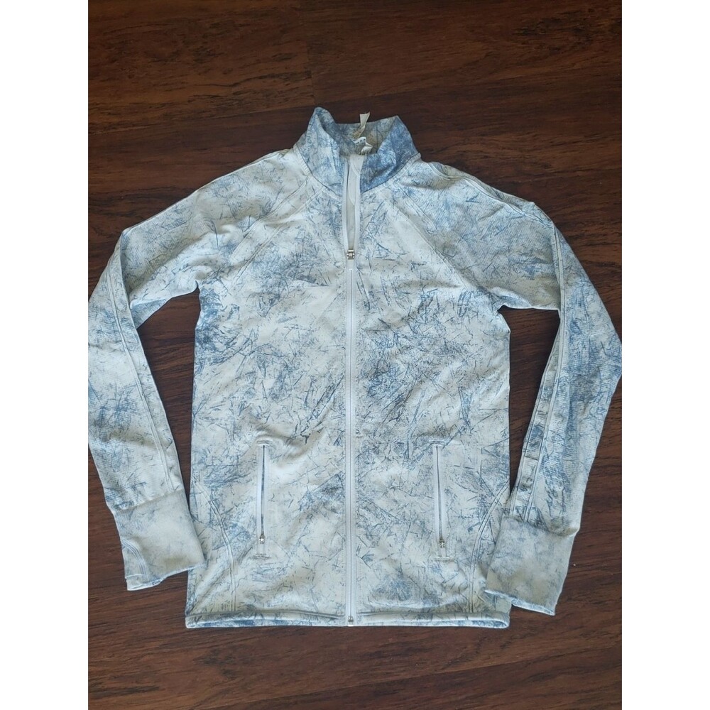 Lululemon Light Blue Marble Ebb To Train Full Zip Jacket Size 6